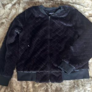 Faux Fur Black Bomber Jacket Never Worn Size Small